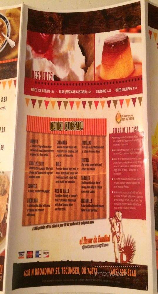 El Jimador - Tecumseh, OK menu_pic