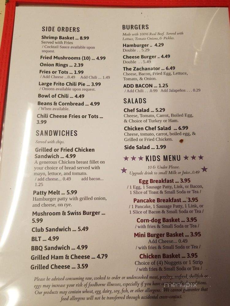 Roberta's Cafe - Poteau, OK menu_pic