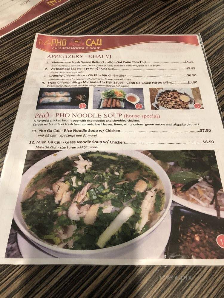 Pho Ga Cali - Carrollton, TX menu_pic