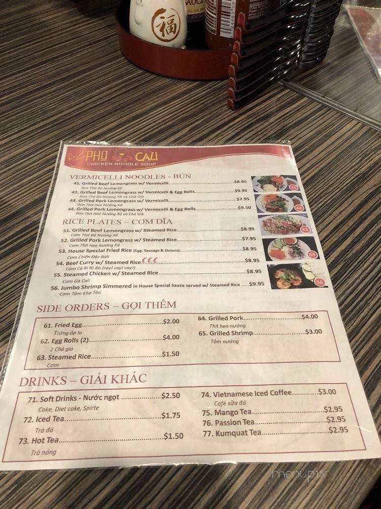 Pho Ga Cali - Carrollton, TX menu_pic