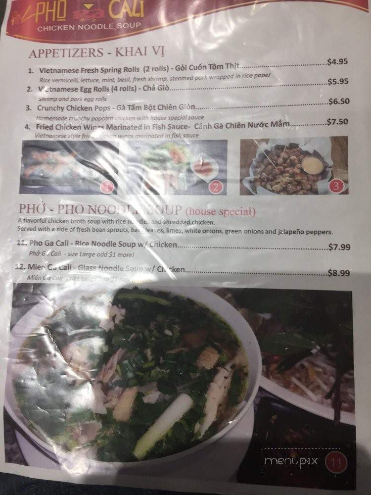 Pho Ga Cali - Carrollton, TX menu_pic