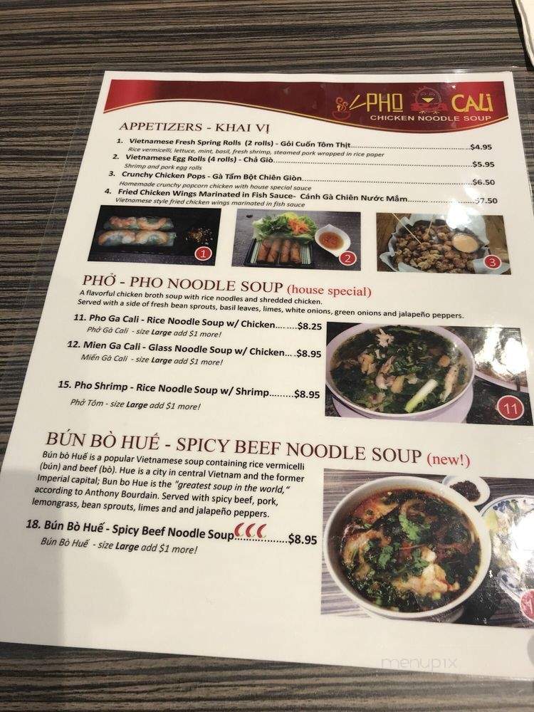 Pho Ga Cali - Carrollton, TX menu_pic