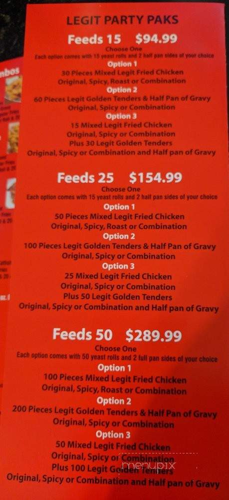 Legit Chicken - Garland, TX menu_pic