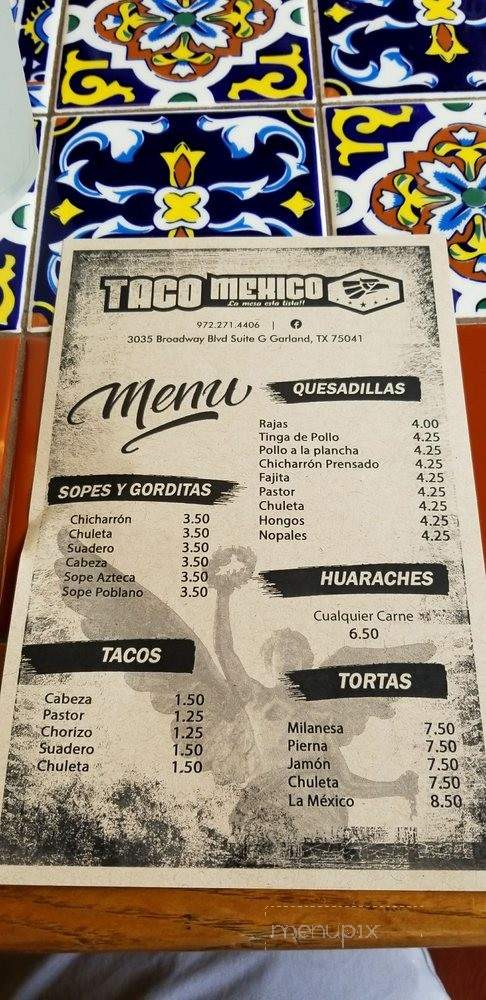 Taco Mexico - Garland, TX menu_pic