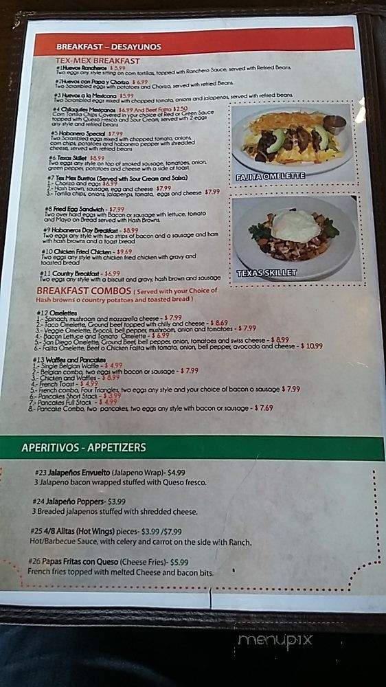 Habaneros - Grand Prairie, TX menu_pic