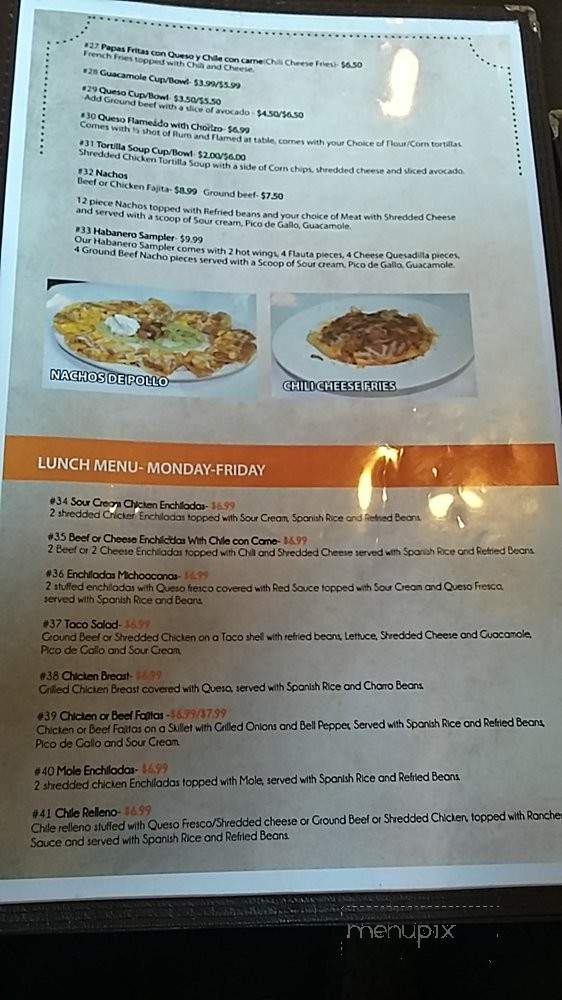 Habaneros - Grand Prairie, TX menu_pic