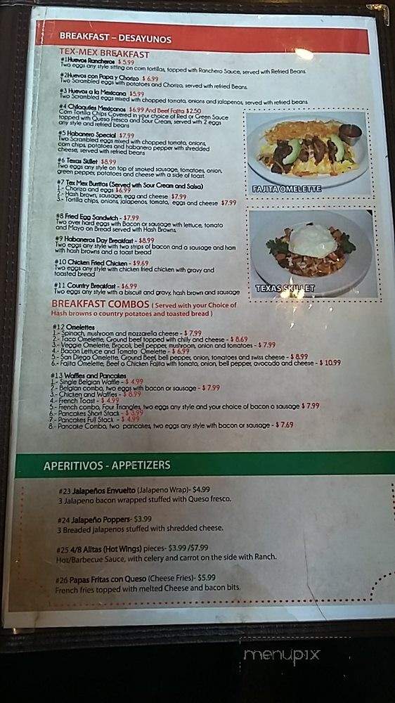Habaneros - Grand Prairie, TX menu_pic