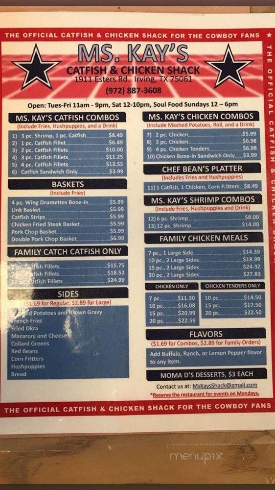 Ms. Kay's Catfish & Chicken Shack - Irving, TX menu_pic