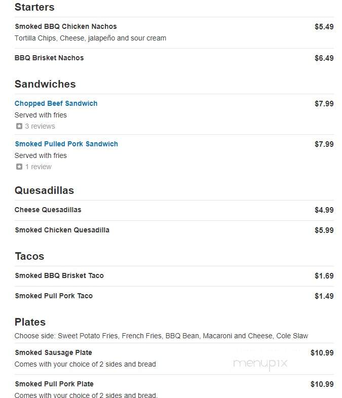 Smokin' Bones BBQ - Lewisville, TX menu_pic