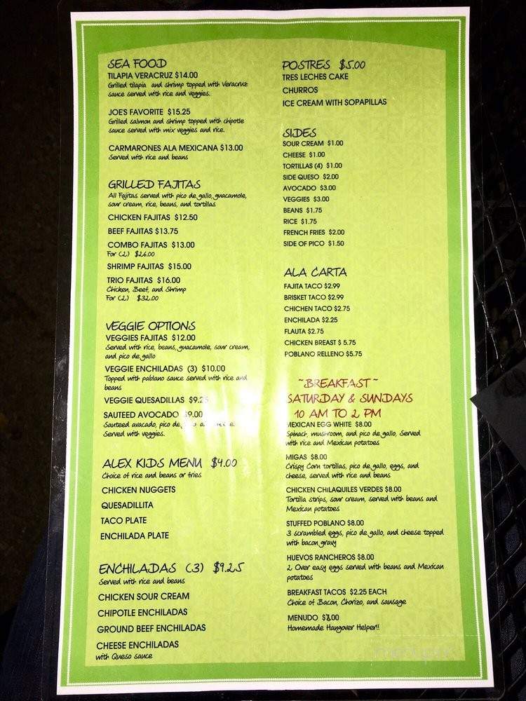 Jhonny's Mexican Restaurant - St Paul, TX menu_pic