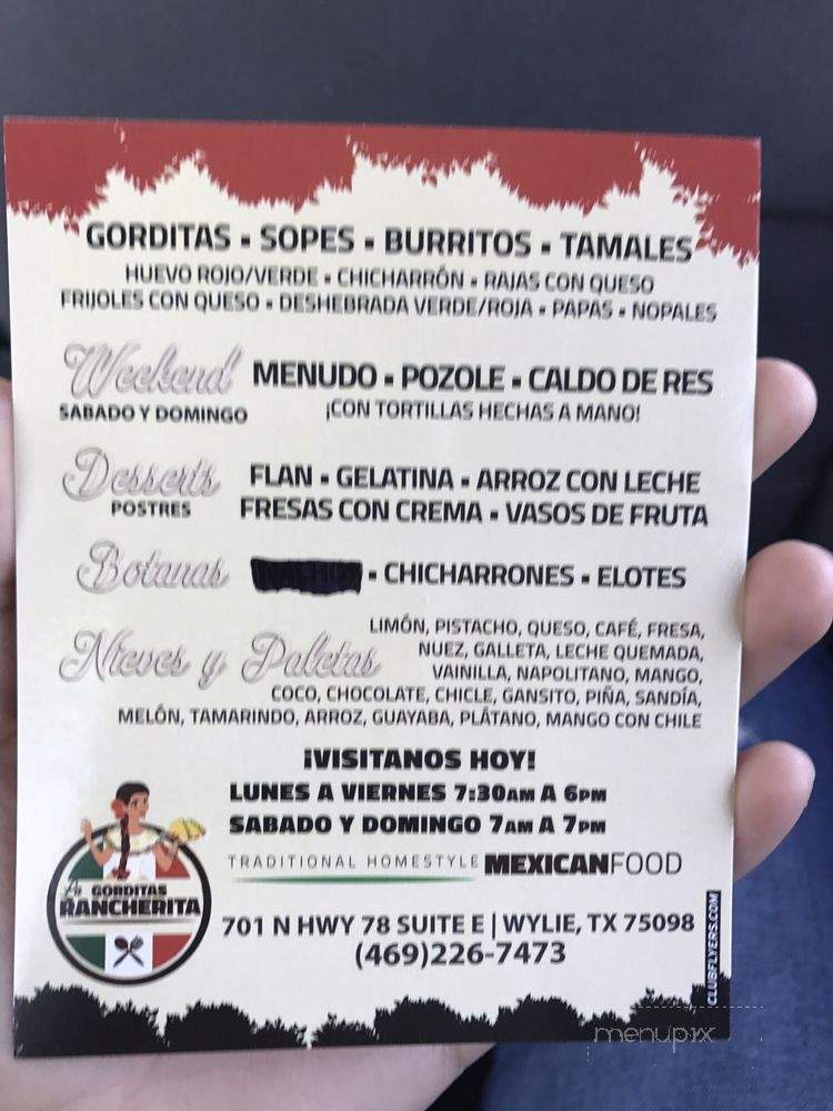La Gorditas Rancherita - Wylie, TX menu_pic