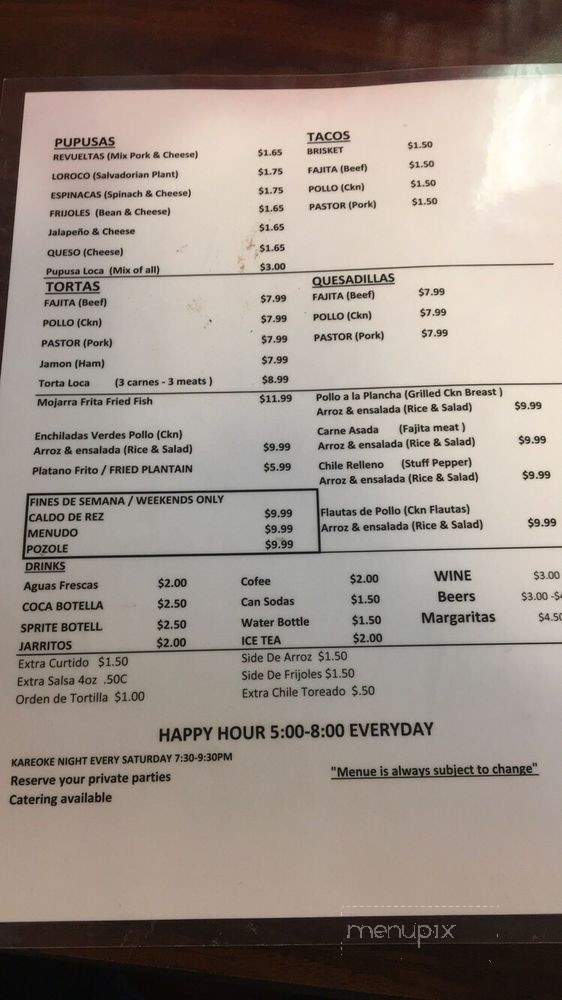 Don Pedro's Pupuseria and Taqueria - Duncanville, TX menu_pic