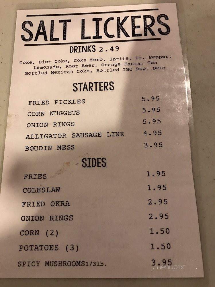 Salt Lickers - Grand Saline, TX menu_pic