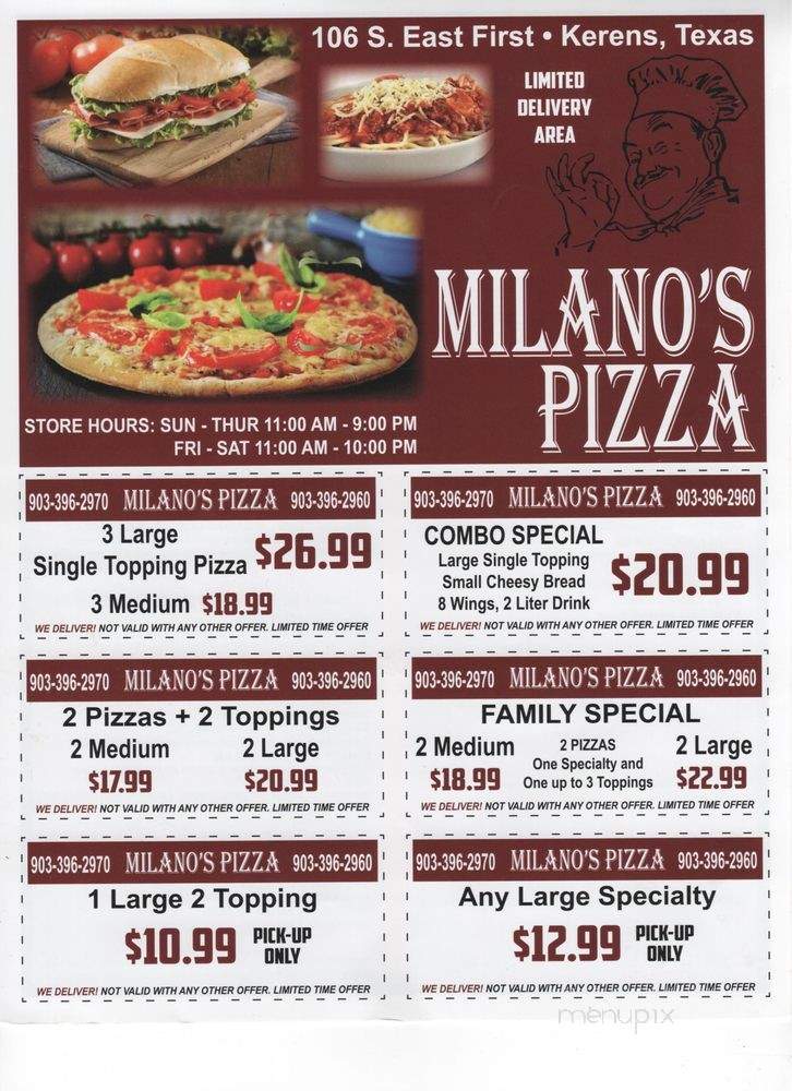 /31008639/Milanos-Pizza-Kerens-TX - Kerens, TX