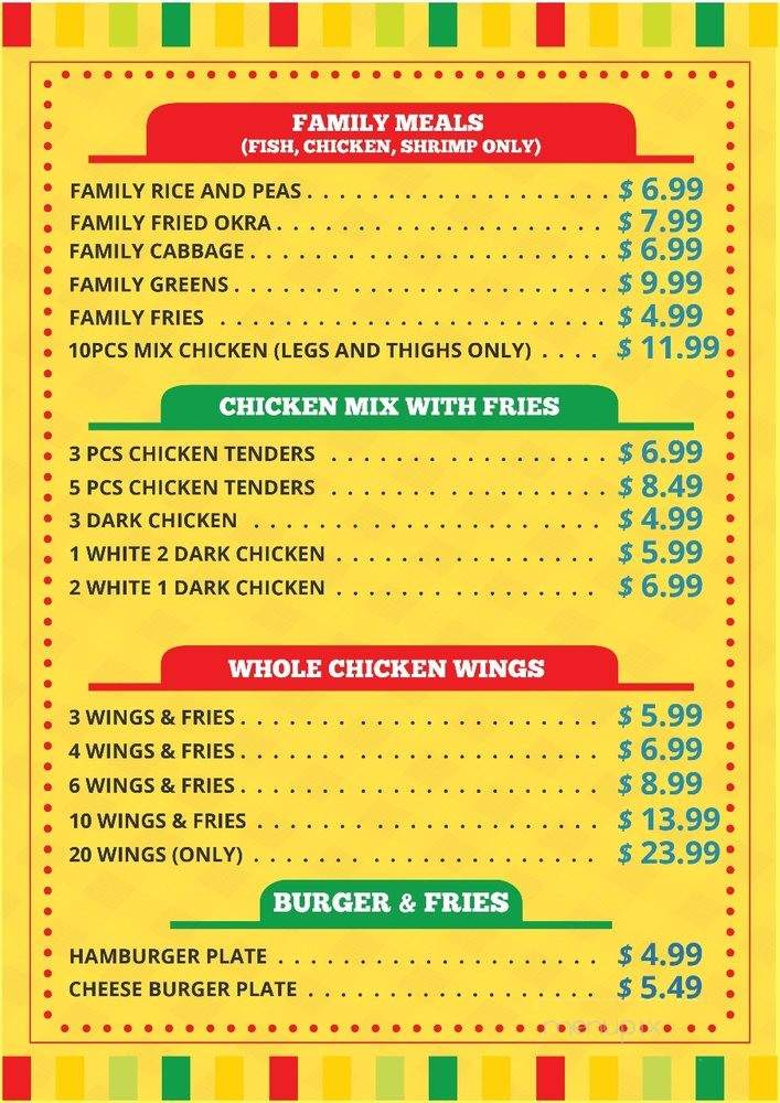 Shark Fish and Chicken Jamaican and American cuisine - Lancaster, TX menu_pic