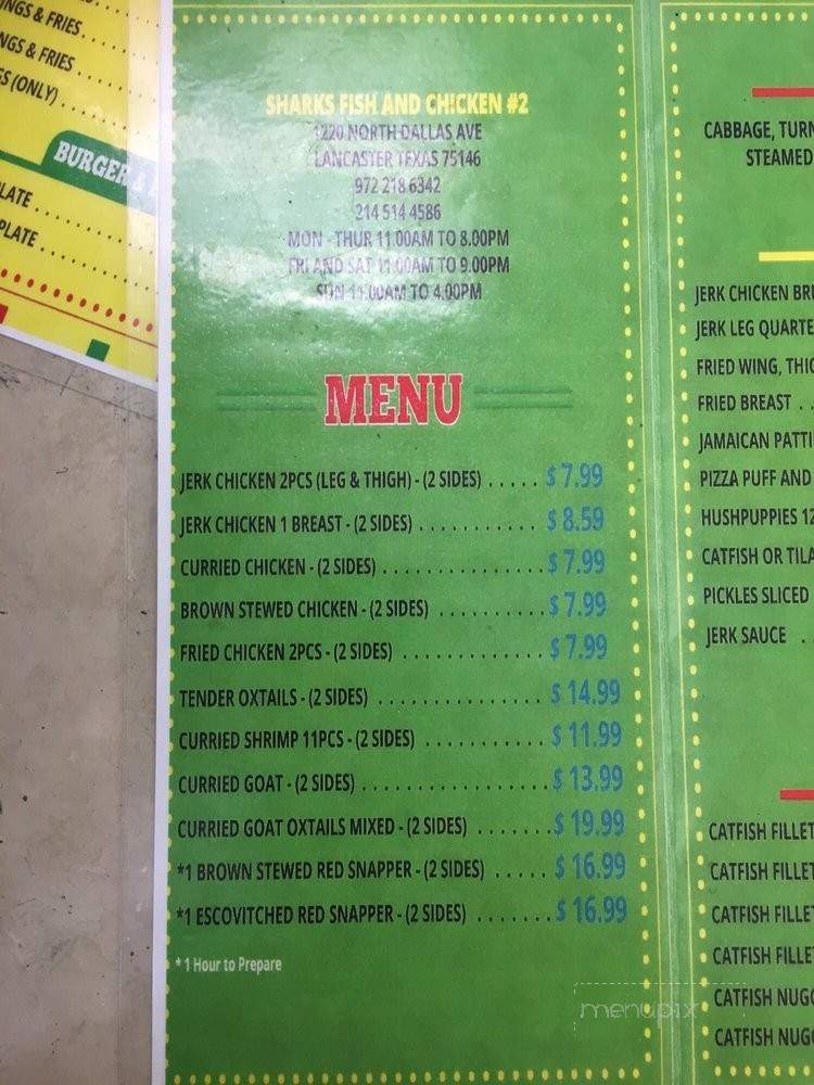 Shark Fish and Chicken Jamaican and American cuisine - Lancaster, TX menu_pic