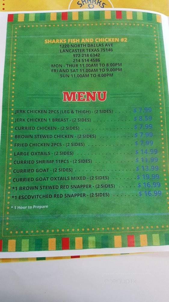 Shark Fish and Chicken Jamaican and American cuisine - Lancaster, TX menu_pic