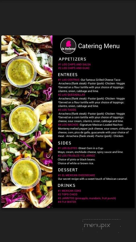 La Botana Taco Bar - Dallas, TX menu_pic