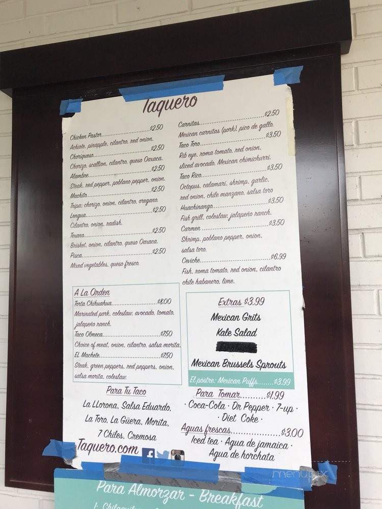 Taquero - Dallas, TX menu_pic