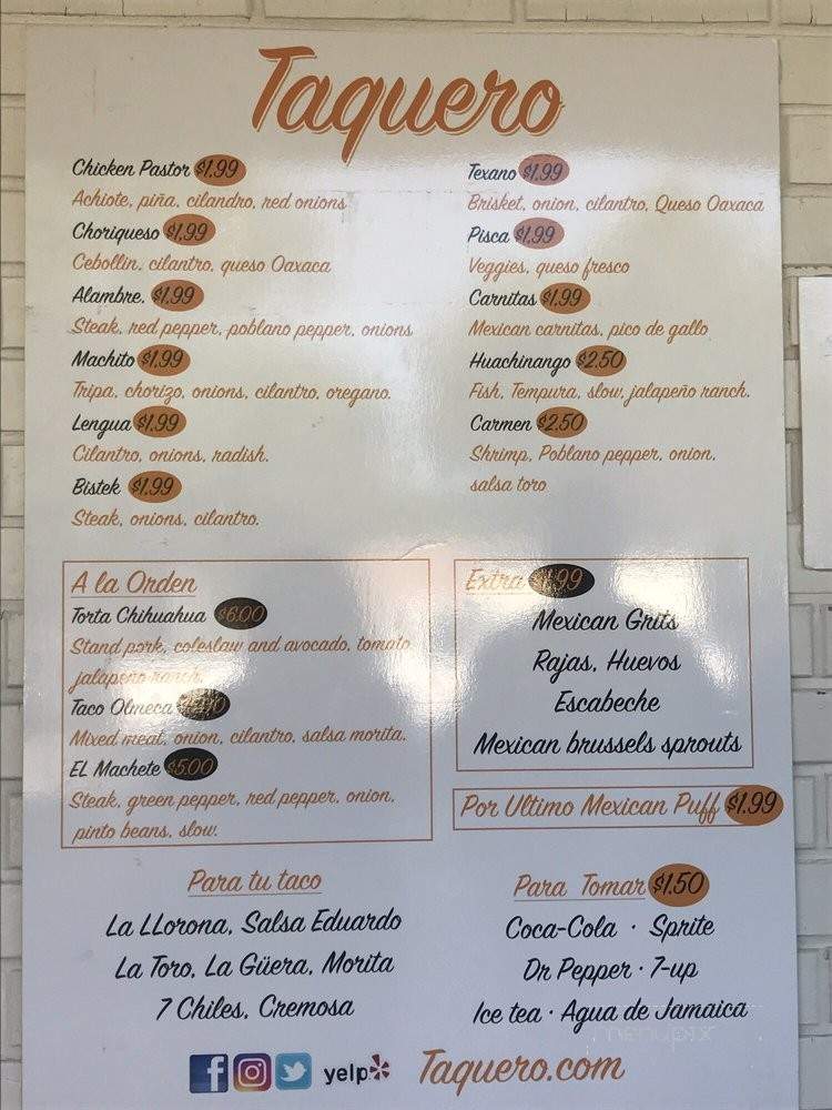 Taquero - Dallas, TX menu_pic