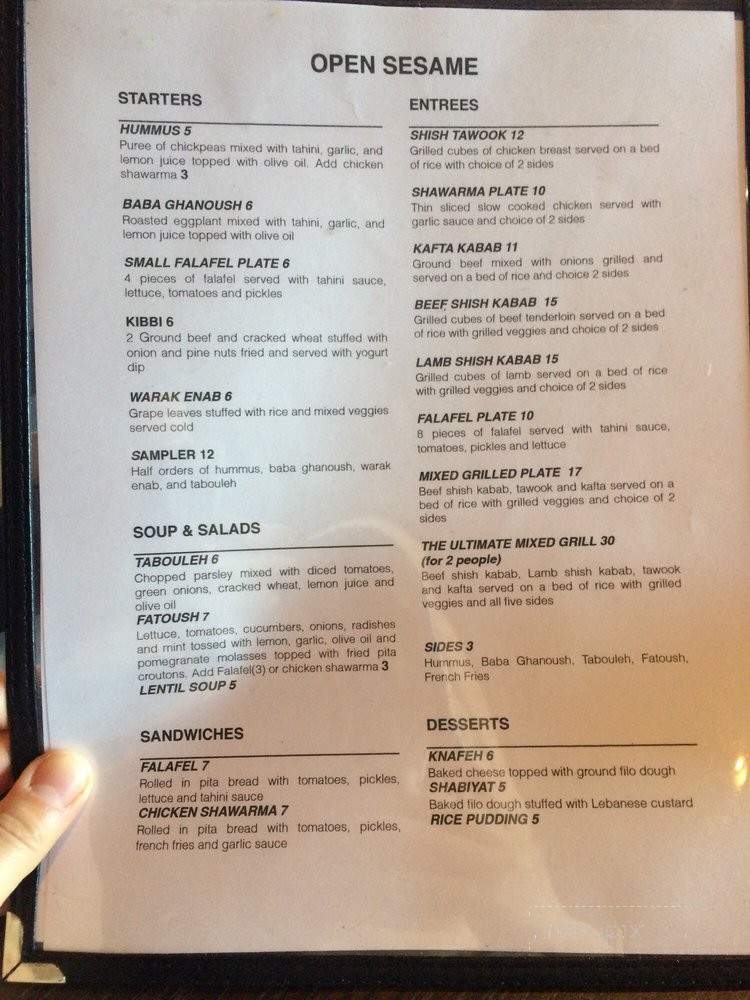 Open Sesame - Dallas, TX menu_pic