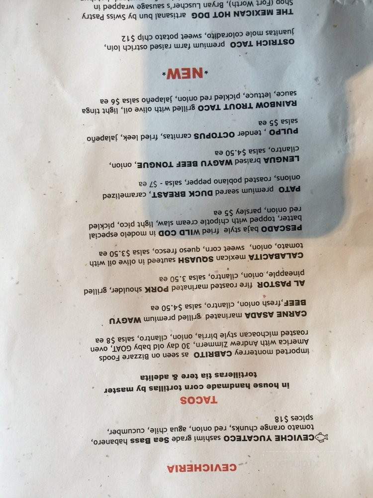 Revolver Taco Lounge - Dallas, TX menu_pic