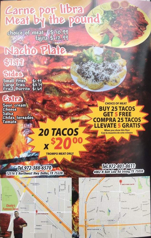 Taqueria Charly - Dallas, TX menu_pic