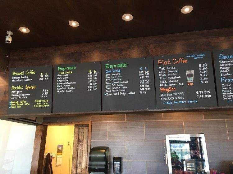 Peridot Coffee - Dallas, TX menu_pic