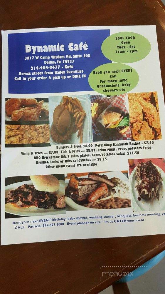 Dynamic Cafe - Dallas, TX menu_pic