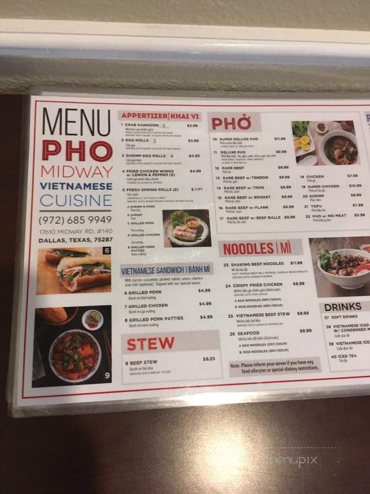 Pho Midway - Dallas, TX menu_pic