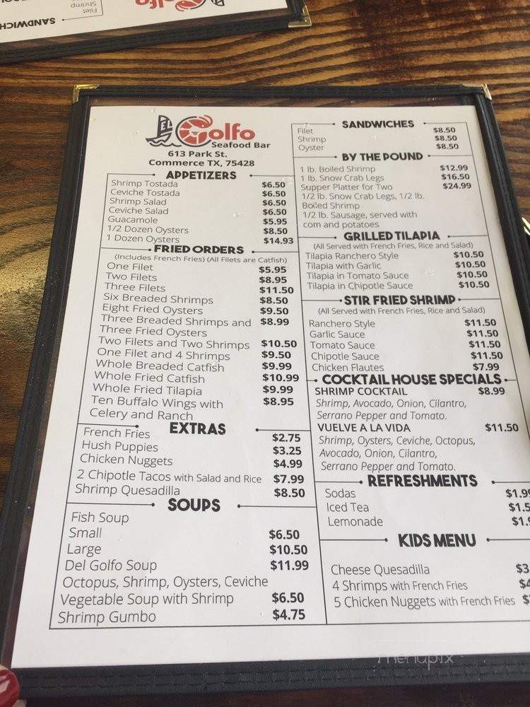 El Golfo Seafood Bar - Commerce, TX menu_pic