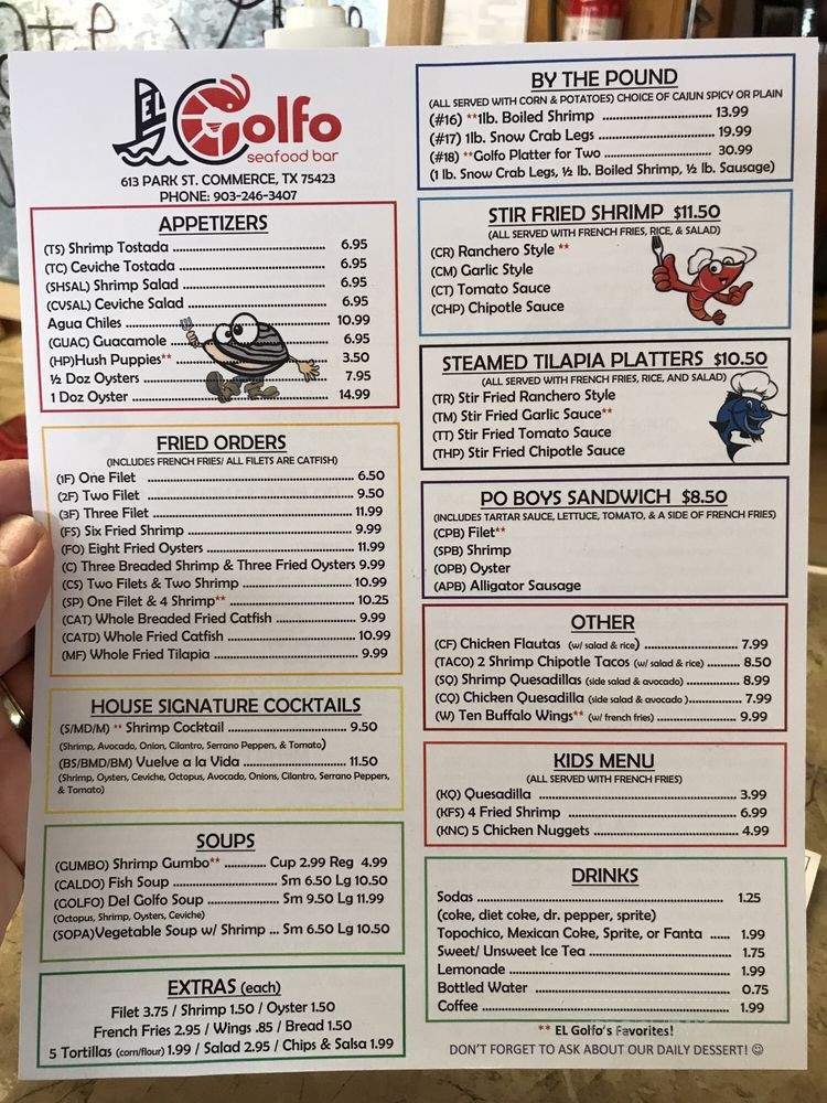 El Golfo Seafood Bar - Commerce, TX menu_pic