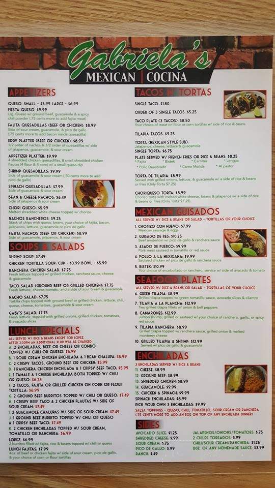 Online Menu Of Gabriela S Mexican Cocina Howe Tx