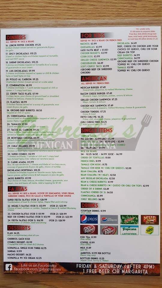 Online Menu Of Gabriela S Mexican Cocina Howe Tx