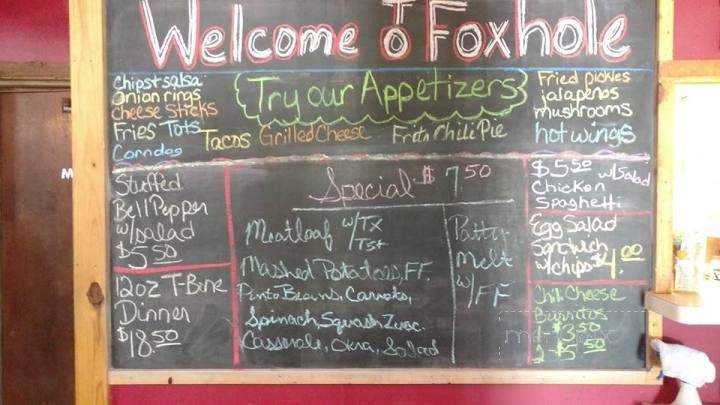 Foxhole Bar and Grill - West Tawakoni, TX menu_pic