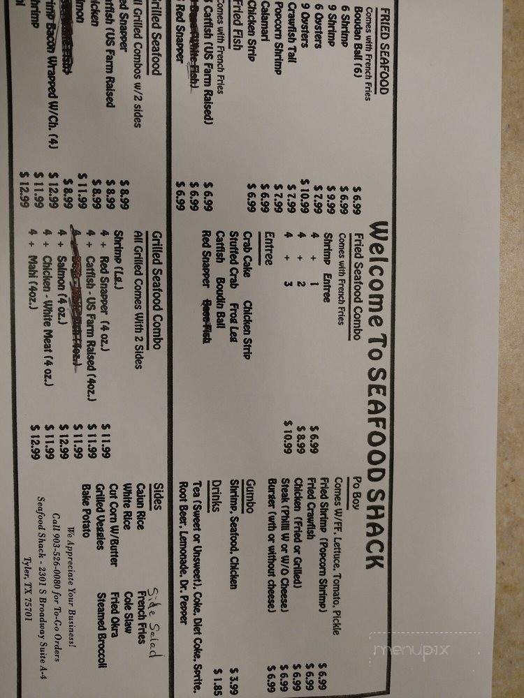 Seafood Shack - Tyler, TX menu_pic