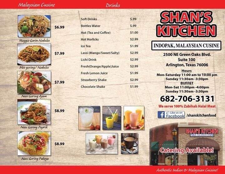 Shan's Kitchen - Arlington, TX menu_pic