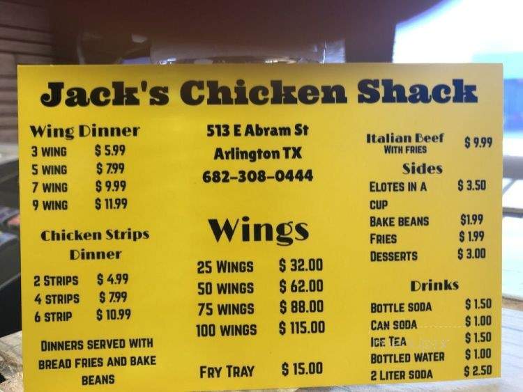 Jack's Chicken Shack - Arlington, TX menu_pic