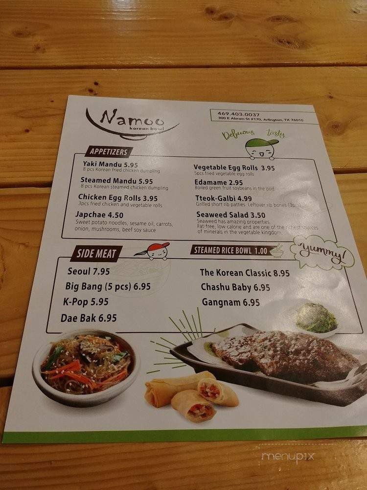 NAMOO Korean Bowl - Arlington, TX menu_pic