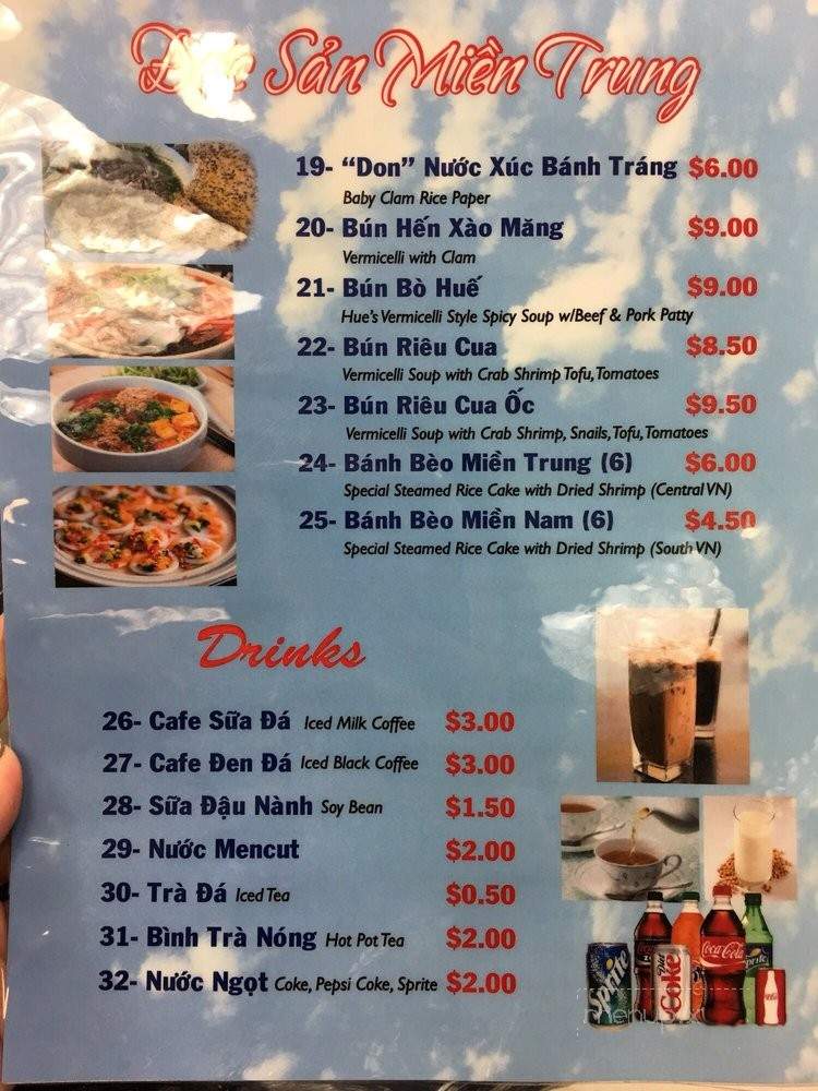 Thuy Nguyen Cafe - Arlington, TX menu_pic