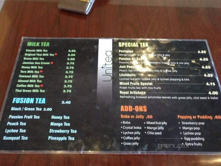 Unitea Bubble Tea - Arlington, TX menu_pic
