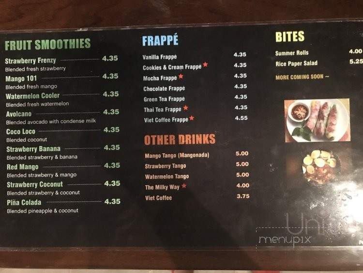 Unitea Bubble Tea - Arlington, TX menu_pic