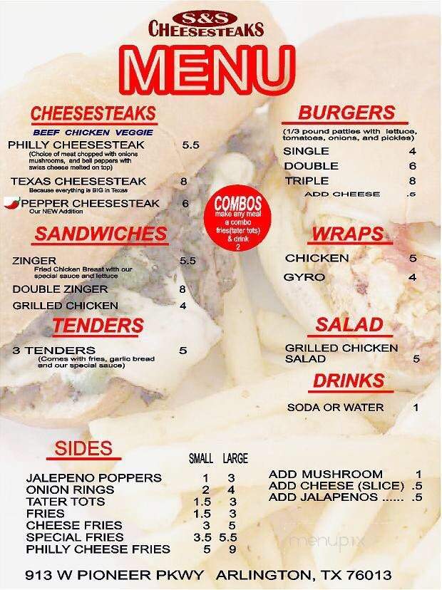 S&S CheeseSteaks - Arlington, TX menu_pic