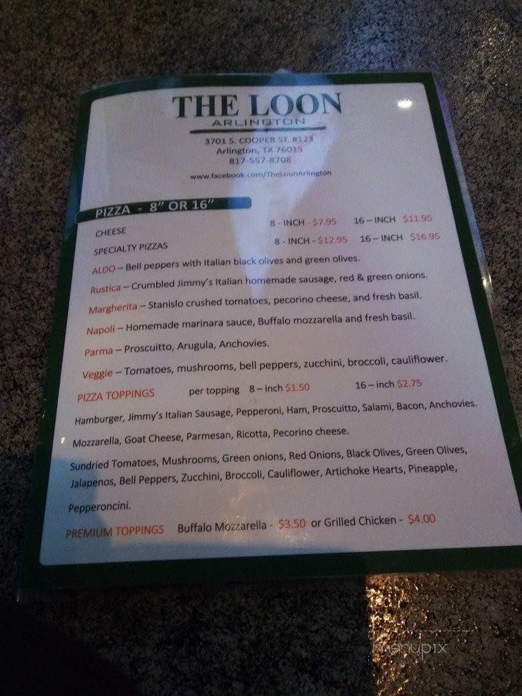 The Loon Arlington - Arlington, TX menu_pic