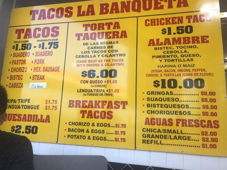 Tacos La Banqueta - Arlington, TX menu_pic