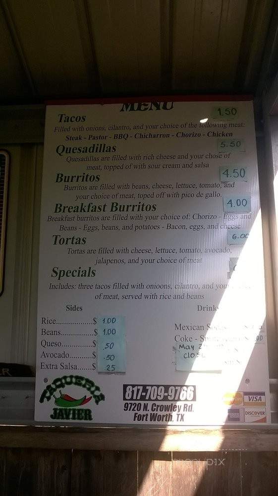 Taqueria Javier - Crowley, TX menu_pic