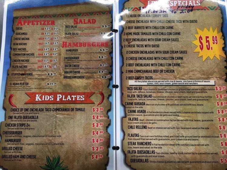 El Agave Mexican Grill - Newark, TX menu_pic