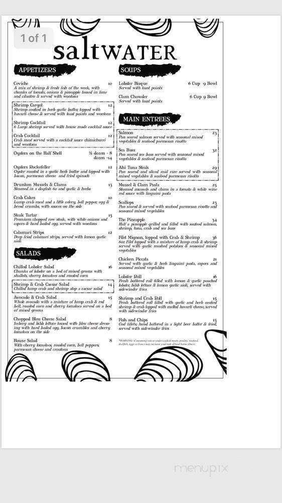 Saltwater - Weatherford, TX menu_pic