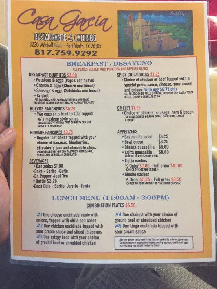 Casa Garcia - Plymouth, NC menu_pic
