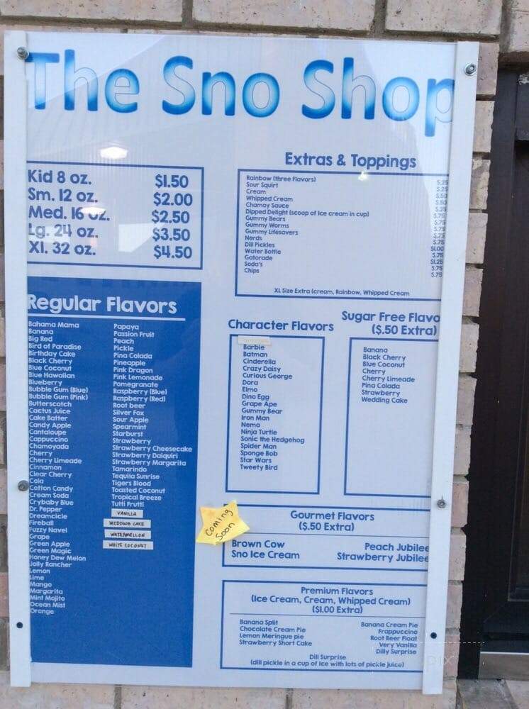 The Sno Shop - Haltom City, TX menu_pic